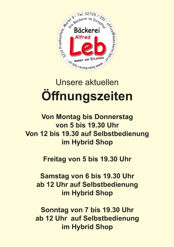 Bäckerei Leb Öffnungszeiten 2026 Bäckerei Leb Öffnungszeiten 2026